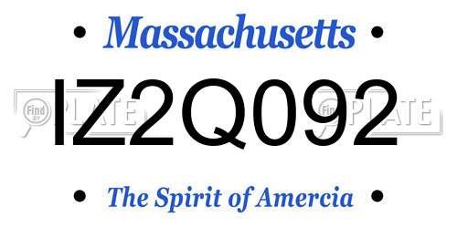 IZ2Q092 Massachusetts License Plate