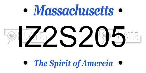 IZ2S205 Massachusetts License Plate