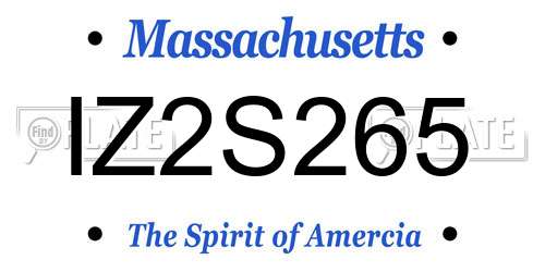 IZ2S265 Massachusetts License Plate