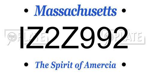 IZ2Z992 Massachusetts License Plate