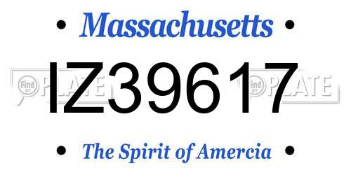 IZ39617 Massachusetts License Plate