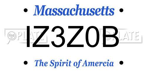 IZ3Z0B Massachusetts License Plate