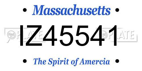 IZ45541 Massachusetts License Plate