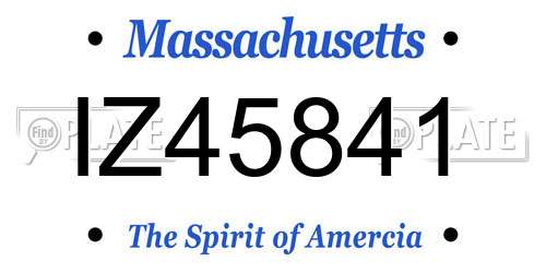 IZ45841 Massachusetts License Plate
