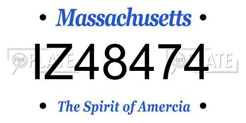 IZ48474 Massachusetts License Plate
