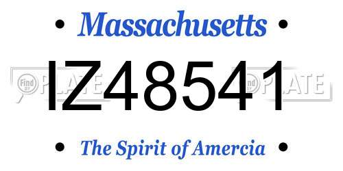 IZ48541 Massachusetts License Plate