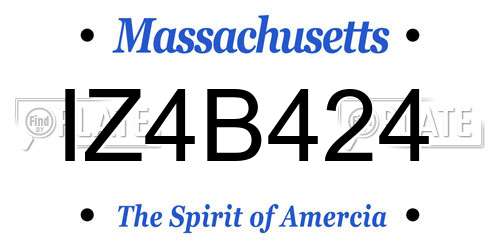 IZ4B424 Massachusetts License Plate