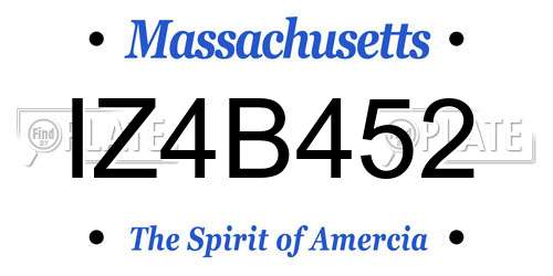 IZ4B452 Massachusetts License Plate