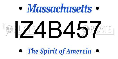 IZ4B457 Massachusetts License Plate