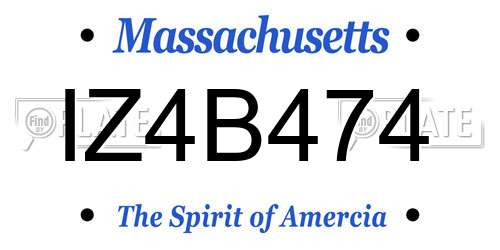 IZ4B474 Massachusetts License Plate