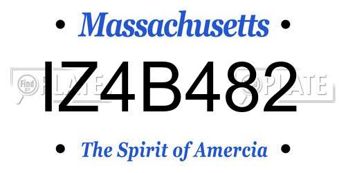IZ4B482 Massachusetts License Plate
