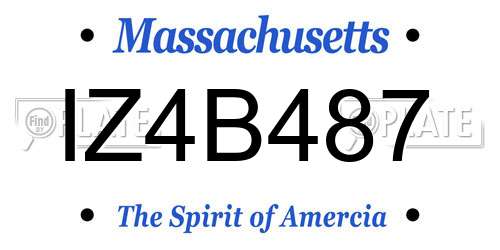 IZ4B487 Massachusetts License Plate