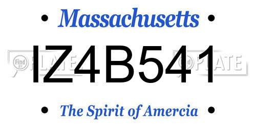 IZ4B541 Massachusetts License Plate