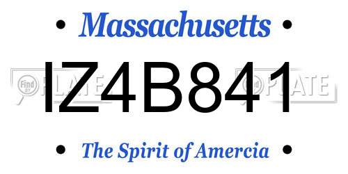 IZ4B841 Massachusetts License Plate