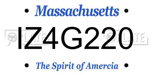 IZ4G220 Massachusetts License Plate