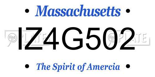 IZ4G502 Massachusetts License Plate