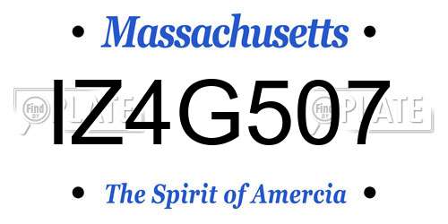 IZ4G507 Massachusetts License Plate