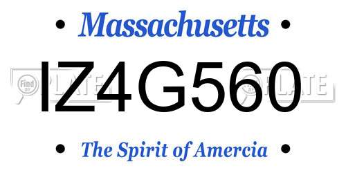 IZ4G560 Massachusetts License Plate