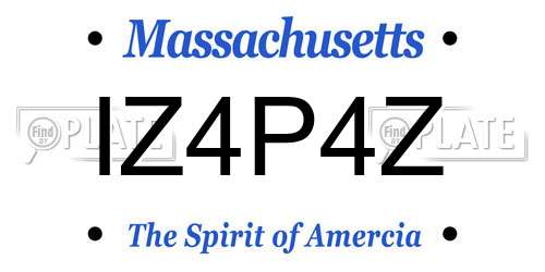 IZ4P4Z Massachusetts License Plate