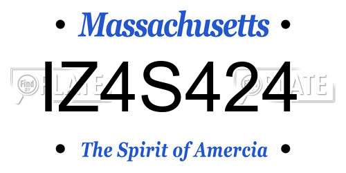 IZ4S424 Massachusetts License Plate