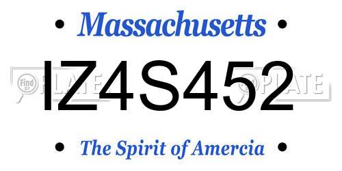 IZ4S452 Massachusetts License Plate