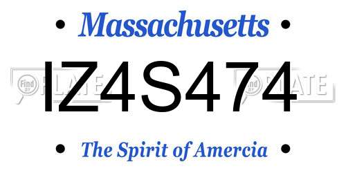 IZ4S474 Massachusetts License Plate