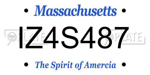 IZ4S487 Massachusetts License Plate