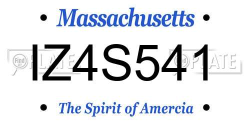 IZ4S541 Massachusetts License Plate