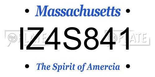 IZ4S841 Massachusetts License Plate