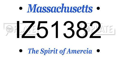 IZ51382 Massachusetts License Plate