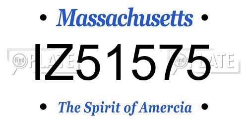 IZ51575 Massachusetts License Plate