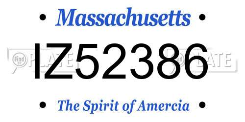 IZ52386 Massachusetts License Plate