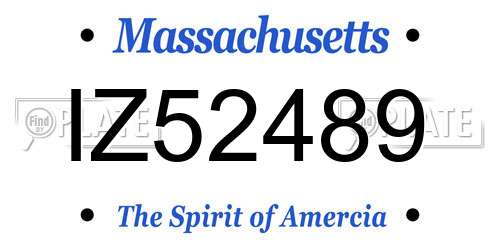 IZ52489 Massachusetts License Plate