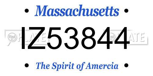 IZ53844 Massachusetts License Plate