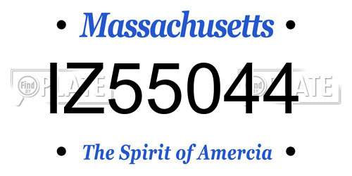 IZ55044 Massachusetts License Plate