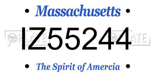 IZ55244 Massachusetts License Plate