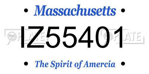 IZ55401 Massachusetts License Plate