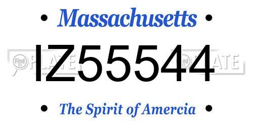 IZ55544 Massachusetts License Plate
