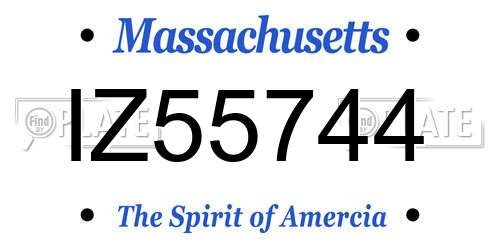 IZ55744 Massachusetts License Plate