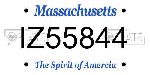 IZ55844 Massachusetts License Plate