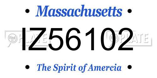 IZ56102 Massachusetts License Plate