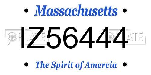 IZ56444 Massachusetts License Plate