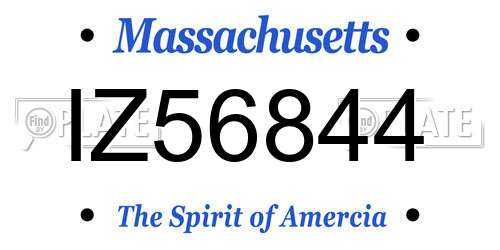 IZ56844 Massachusetts License Plate