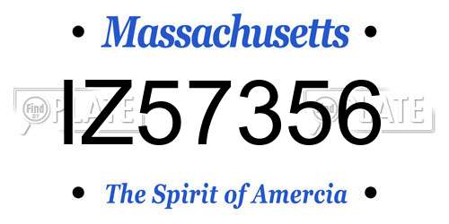 IZ57356 Massachusetts License Plate