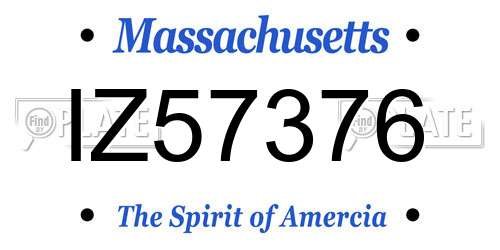 IZ57376 Massachusetts License Plate