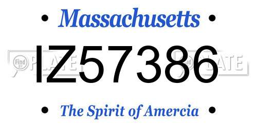 IZ57386 Massachusetts License Plate