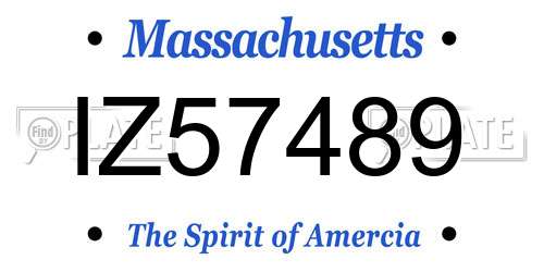 IZ57489 Massachusetts License Plate