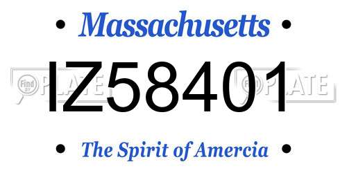 IZ58401 Massachusetts License Plate