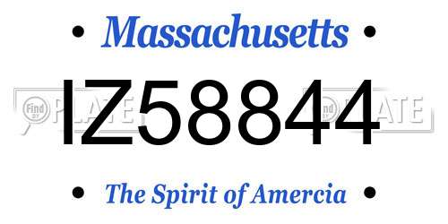 IZ58844 Massachusetts License Plate