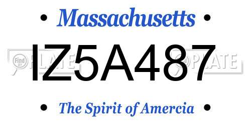 IZ5A487 Massachusetts License Plate
